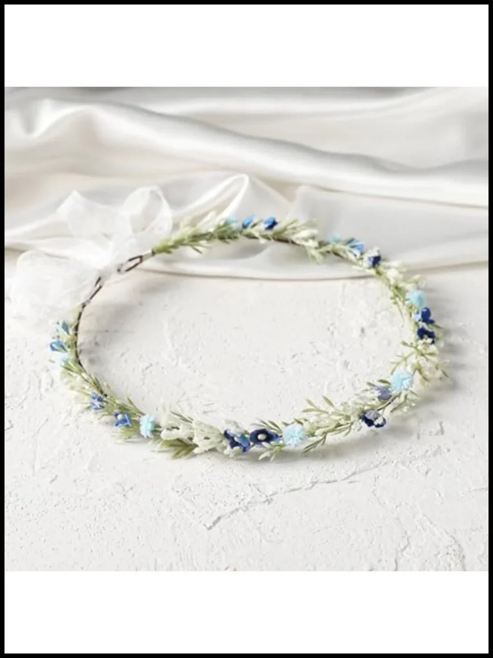 Blue Flower Crown Headband Renaiss